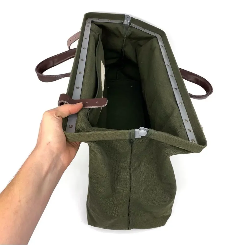 LINE OF TRADE Canvas Weekender Duffle Bag Olive Green